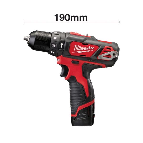MILWAUKEE - Taladro percutor M12 0-400/0-1500rpm, 30Nm, 2x M18B2 con maletín - Imagen 4