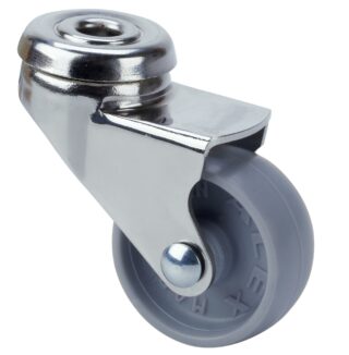ALEX - RUEDA GIRATORIA.AGUJERO M8 NIQUEL.21BDR40-BP PLASTICO GRIS EJE LISO