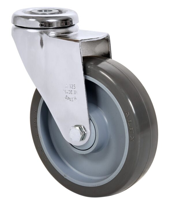 ALEX - RUEDA GIRATORIA.AGUJERO M12 20A125CP-PUISB POLIP.-POLIUR.GRIS EJE BOLAS