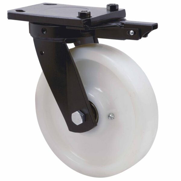 ALEX - RUEDA GIRATORIA.PLACA MEC.DIR.10HLBMD100-FTB NYLON BLANCO EXTRAFUERTE BOLAS