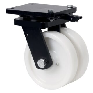 ALEX - RUEDA GIRATORIA.PLACA MEC.DIR.10HLGMD150-FT NYLON BLANCO EXTRAFUERT(DOBLE)LISO