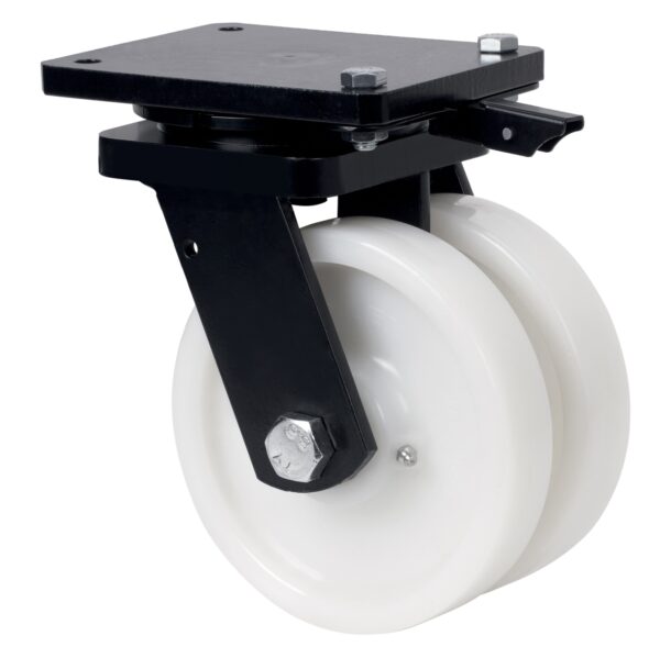 ALEX - RUEDA GIRATORIA.PLACA MEC.DIR.10HLGMD150-FT NYLON BLANCO EXTRAFUERT(DOBLE)LISO