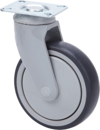 ALEX - RUEDA GIRATORIA.PLACA PLASTICO 10AN125CP-AN POLIUR.GRIS EJE BOLAS