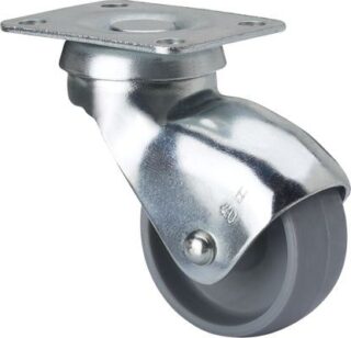 ALEX - RUEDA GIRATORIA.PLACA 10HSR40-BP PLASTICO GRIS EJE LISO