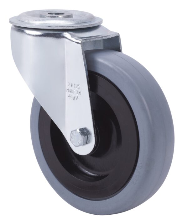 ALEX - RUEDA GIRATORIA.AGUJERO M10 20ZVL80-PGAN POLIAMIX-GOMA GRIS EJE LISO