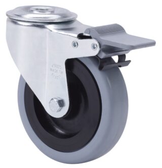 ALEX - RUEDA GIRATORIA.AGUJERO M12 FRENO 20ZVFD125CP-PGASB POLIAMIX-GOMA GRIS BOLAS
