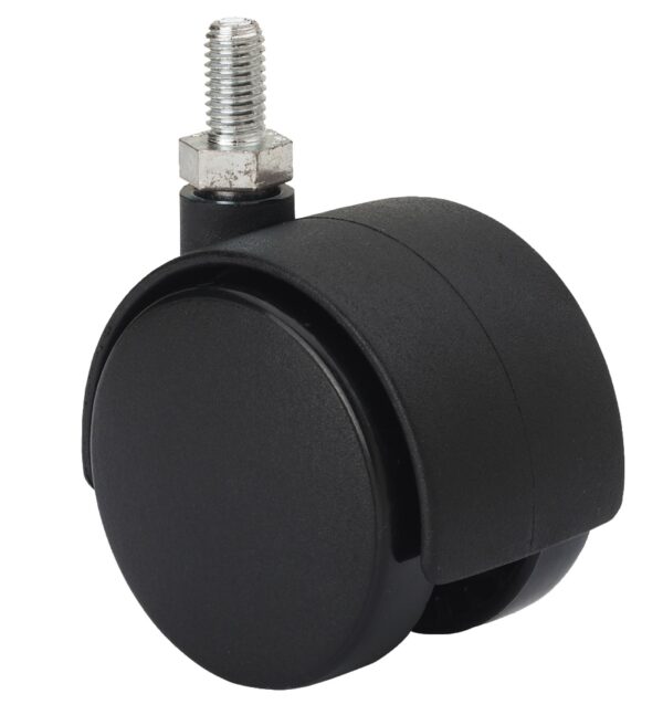 ALEX - RUEDA GIRATORIA.ESPIGA ROSCADA M10x15 420-050-62 NYLON NEGRO EJE LISO