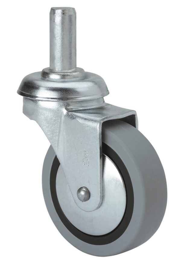 ALEX - RUEDA GIRATORIA.ESPIGA LISA M12x29 33BSR50CP-PGI POLIAMIX-GOMA GRIS EJE LISO