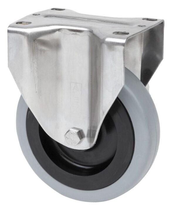 ALEX - RUEDA FIJA INOX.17ZVLI100-PGAN POLIAMIX-GOMA GRIS EJE LISO