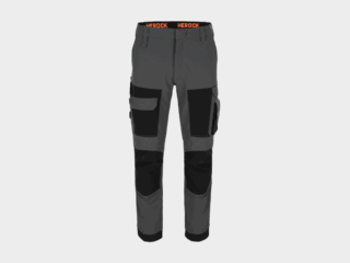 Herock - PANTALÓN FARO - 56 GRIS ANTRACITA/NEGRO 92% poliamida reciclada - 8% elastano 260 g/m² Refuerzo: 51,4% poliéster Cordura® - 48,6% poliéster Sorona® 326 g/m² repelente al agua