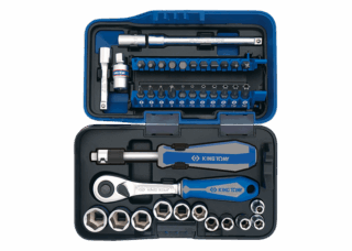 KING TONY - Caja de Vasos y Accesorios 1/4" - 39 piezas