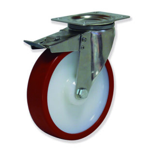 GAYNER - Rotante inox girt d.150  Poliuretano con freno MIPG5 150 NPL5-FD