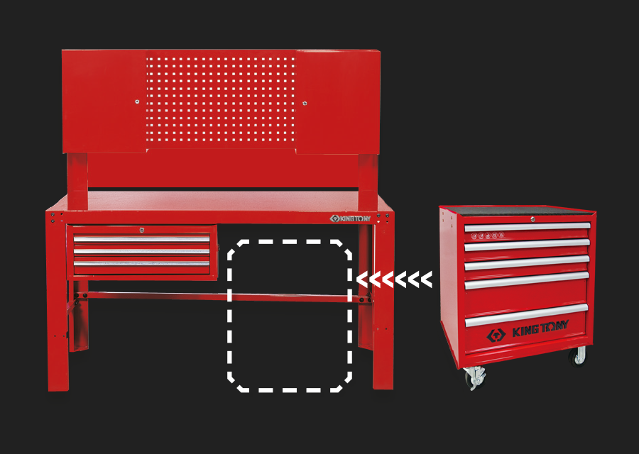 KING TONY - Carro taller 5 cajones "STRENGTH" 4 ruedas directivas - Imagen 4