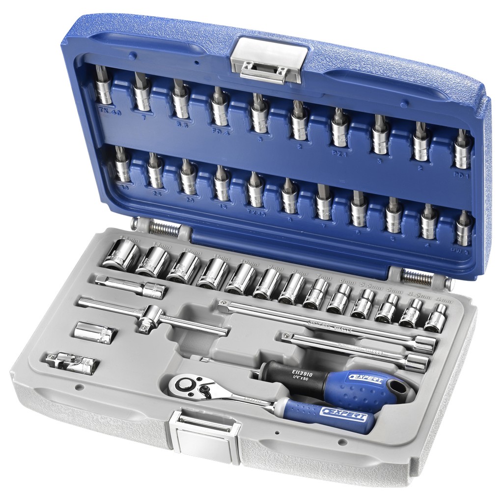 EXPERT - JUEGO DE VASOS Y ACCESORIOS - 1/4" - 42 PIEZAS