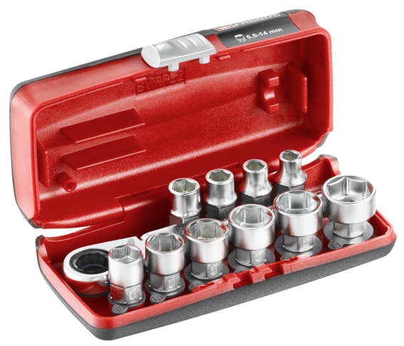 FACOM - JUEGO VASOS HEX 1/4 6P MM 11PC FACOM