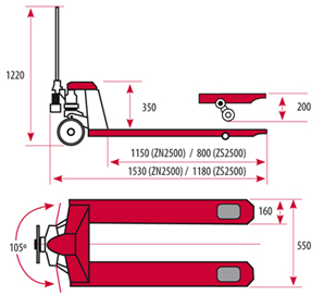 MAXIMA - TRANSPALETA MANUAL PARA 2500 KG. - Imagen 2