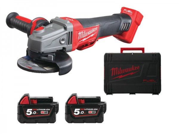 MILWAUKEE - Amoladora M18 Litio M18 FUEL sin escobillas, litio disco 125mm 8500rpm, con interruptor de panel DMS, 2x M18B5 con HD BOX - Imagen 2