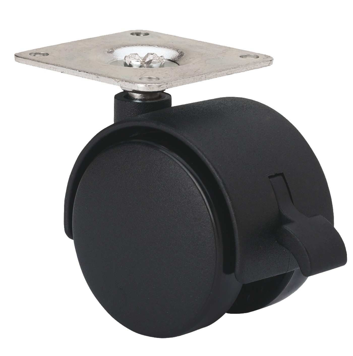 ALEX - RUEDA GIRATORIA.PLACA FRENO 420-040-3 NYLON NEGRO EJE LISO