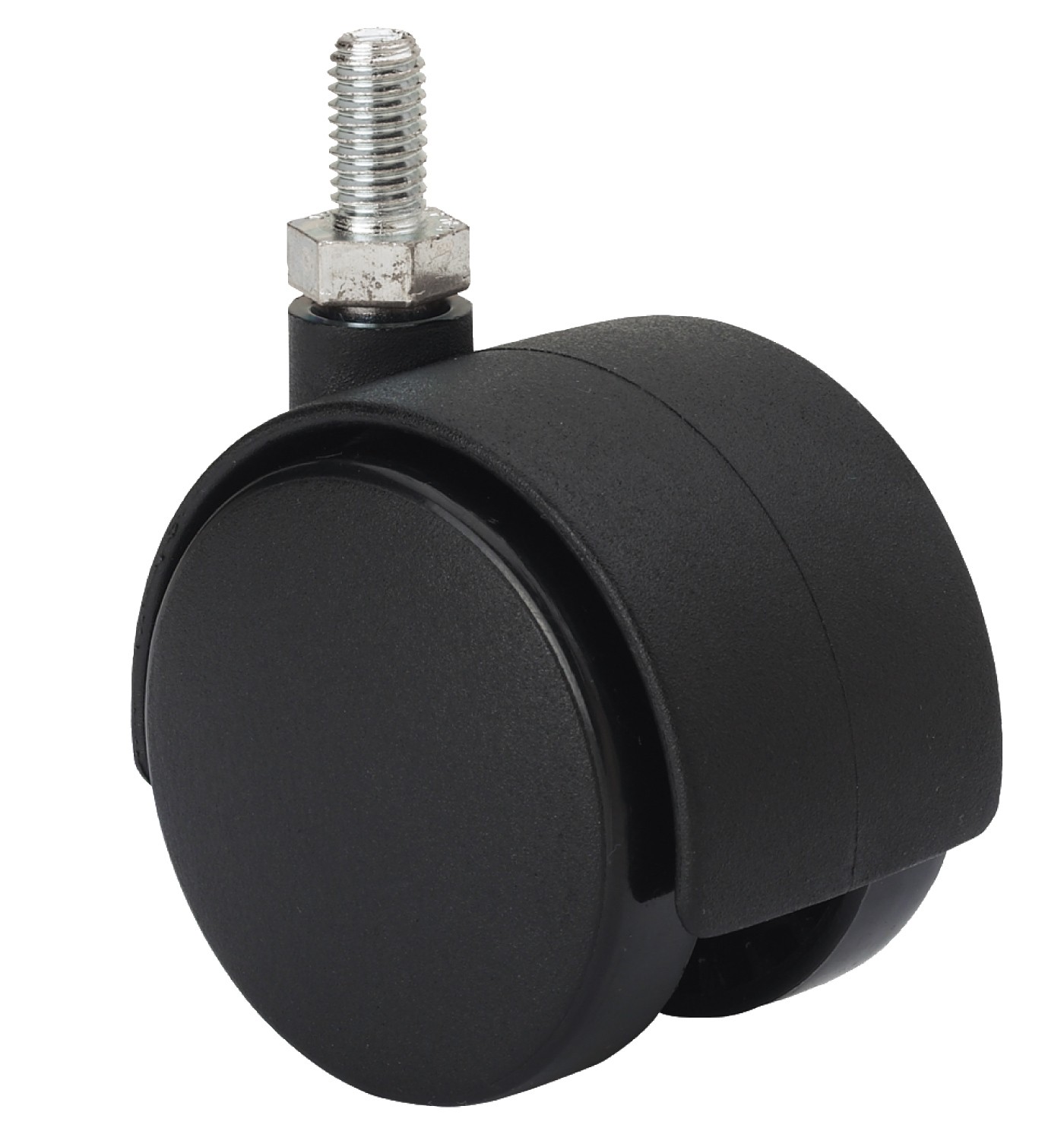 ALEX - RUEDA GIRATORIA.ESPIGA ROSCADA M8x15 420-050-61 NYLON NEGRO EJE LISO