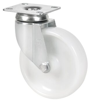 ALEX - RUEDA GIRATORIA.PLACA 10BHA125-UT POLIAMIX BLANCO EJE LISO