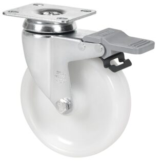 ALEX - RUEDA GIRATORIA.PLACA FRENO 10BHAFD125-UT POLIAMIX BLANCO EJE LISO