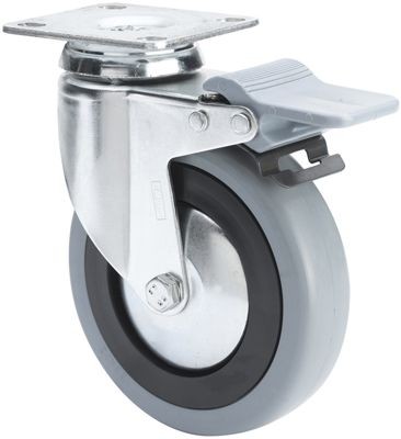 ALEX - RUEDA GIRATORIA.PLACA FRENO 10BHAFD125CP-PGASB POLIAMIX-GOMA GRIS EJE BOLAS