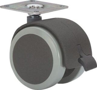 ALEX - RUEDA GIRATORIA.PLACA FRENO 42 x 42 10DKPUF50 NYLON-POLIUR.NEGRO/GRIS