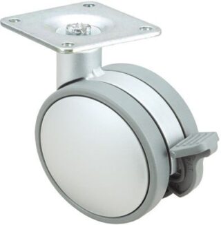 ALEX - RUEDA GIRATORIA.PLACA FRENO 10DKPF75 NYLON-PLATEADA