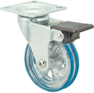 ALEX - RUEDA GIRATORIA.PLACA FR.CROMADA PULIDA 10RDFN75 BANDA DOBLE POLIUR.AZUL LISO