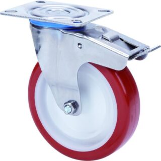 ALEX - RUEDA GIRATORIA.PLACA FR.INOX.10ZLIFD125-POL POLIAMIX BLANC-POLIUR.MARRON LISO