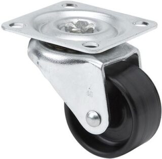 ALEX - RUEDA GIRATORIA.PLACA 10ZLR35-BP NYLON NEGRO EJE LISO