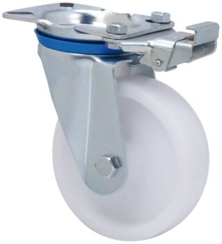 ALEX - RUEDA GIRATORIA.PLACA MEC.DIR.10ZVMD200-UT POLIAMIX BLANCO EJE LISO