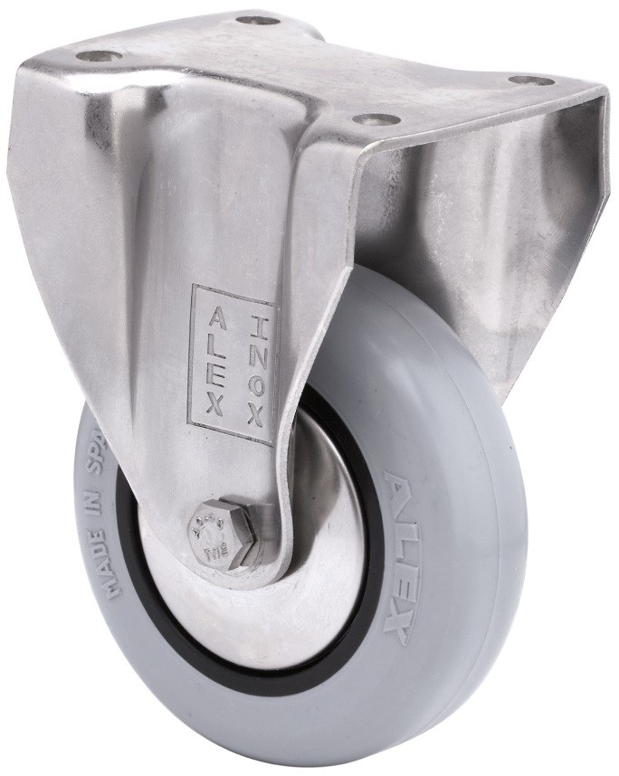 ALEX - RUEDA FIJA INOX.17BHI80CP-PGI POLIAMIX-GOMA GRIS EJE LISO