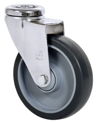 ALEX - RUEDA GIRATORIA.AGUJERO M12 CROMADA 20A125CP-PGAISB GOMA GRIS EJE BOLAS