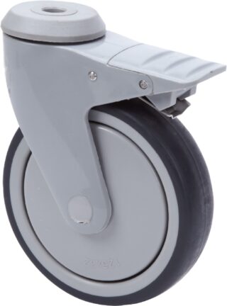 ALEX - RUEDA GIRATORIA.AGUJERO M12 FRENO PLASTICO 20ANFD125CP-AN POLIUR.GRIS BOLAS