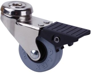 ALEX - RUEDA GIRATORIA.AGUJERO M10 FRENO NIQ.21BDRFN60CP-PGI POLIAMIX-GOMA GRIS LISO