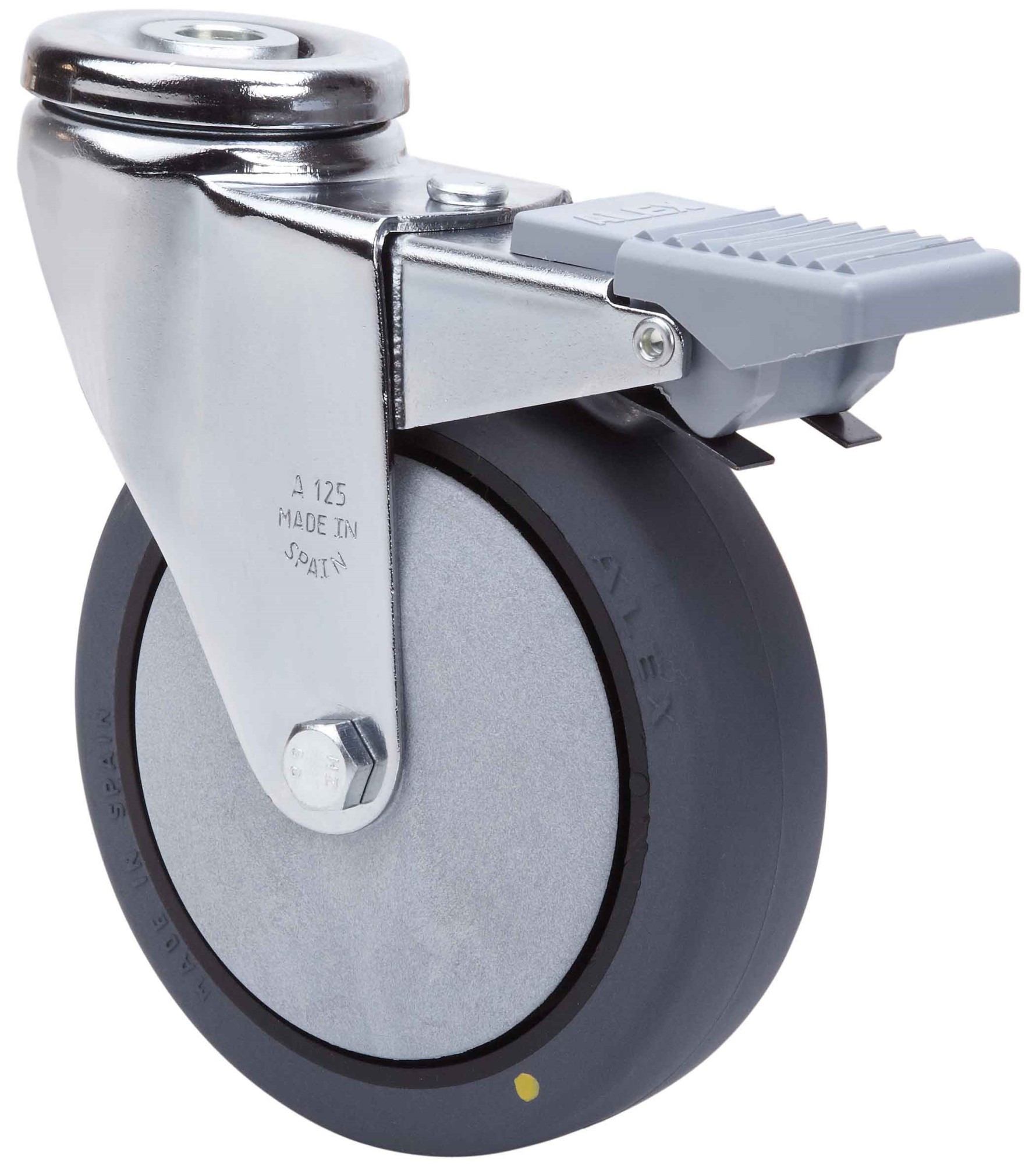 ALEX - RUEDA GIRATORIA.AGUJERO M12 FRENO 20AFD100CP-PGCSB POLIUR.GRIS CONDUCT.BOLAS