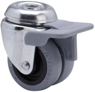 ALEX - RUEDA GIRATORIA.AGUJERO M10 FRENO 20IFNR50-PGI POLIAMIX-GOMA GRIS (DOBLE) LISO