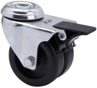 ALEX - RUEDA GIRATORIA.AGUJERO M10 FRENO 20IFD75-BP POLIAMIX NEGRO (DOBLE) EJE LISO