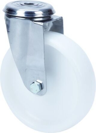 ALEX - RUEDA GIRATORIA.AGUJERO M12 INOX.20ZLI125-UT POLIAMIX BLANCO EJE LISO