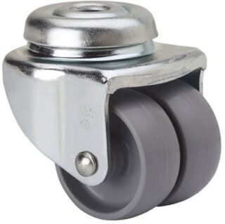 ALEX - RUEDA GIRATORIA.AGUJERO M10 21IBS40-BP PLASTICO GRIS (DOBLE) EJE LISO