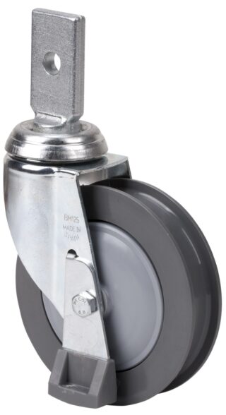 ALEX - RUEDA GIRATORIA.ESPIGA PLANA C/PATAS 32MM125-MEB POLIUR.GRIS ACANALADA BOLAS