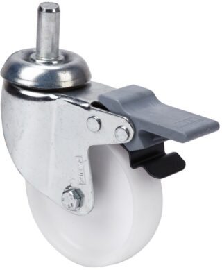 ALEX - RUEDA GIRATORIA.ESPIGA LISA M12x30 FRENO 33BHFD80-SL PLASTICO BLANCO EJE LISO