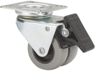 ALEX - RUEDA GIRATORIA.PLACA FRENO 410-050-3 POLIAMIX-GOMA GRIS (DOBLE) EJE LISO