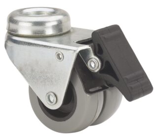 ALEX - RUEDA GIRATORIA.AGUJERO M10 FRENO 410-050-5 POLIAMIX-GOMA GRIS (DOBLE)EJE LISO