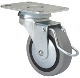 ALEX - RUEDA GIRATORIA.PLACA FRENO VARIL.601-060-31 POLIAMIX-GOMA GRIS EJE LISO