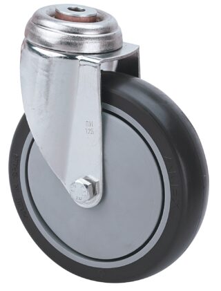 ALEX - RUEDA GIRATORIA.AGUJERO M10 20BHA125CP-PGAISB GOMA GRIS EJE BOLAS