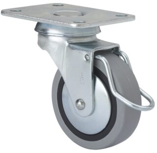 ALEX - RUEDA GIRATORIA.PLACA FRENO VARILLA 10BSRFV60CP-PGI POLIAMIX-GOMA GRIS LISO