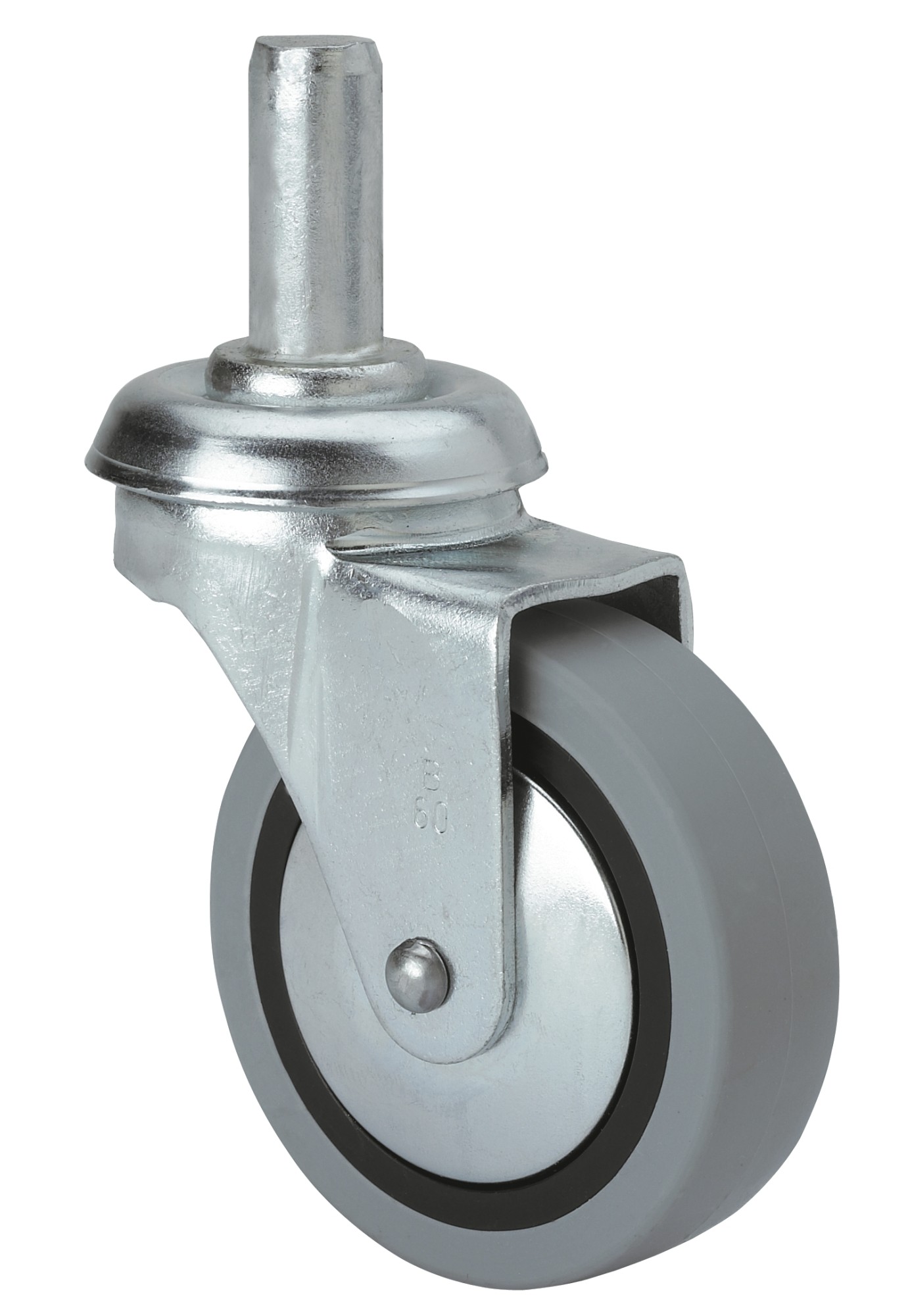 ALEX - RUEDA GIRATORIA.ESPIGA LISA M12x29 33BSR60CP-PGI POLIAMIX-GOMA GRIS EJE LISO