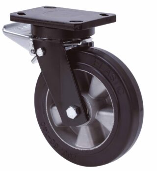 ALEX - RUEDA GIRATORIA.PLACA FRENO 10HLBFD250E-DEB ALUMINIO-GOMA NEGRA ELASTICA BOLAS